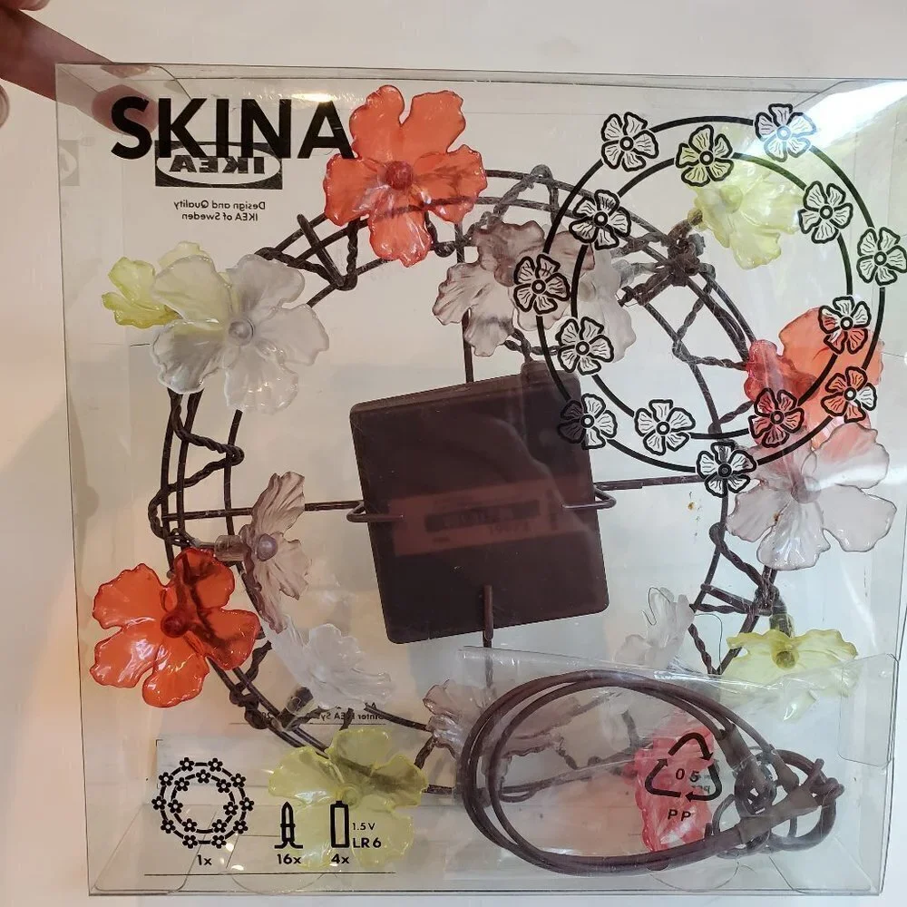 4 New in box IKEA Skina Lights Hang or candle base floral Multi‎ color 10 Lights